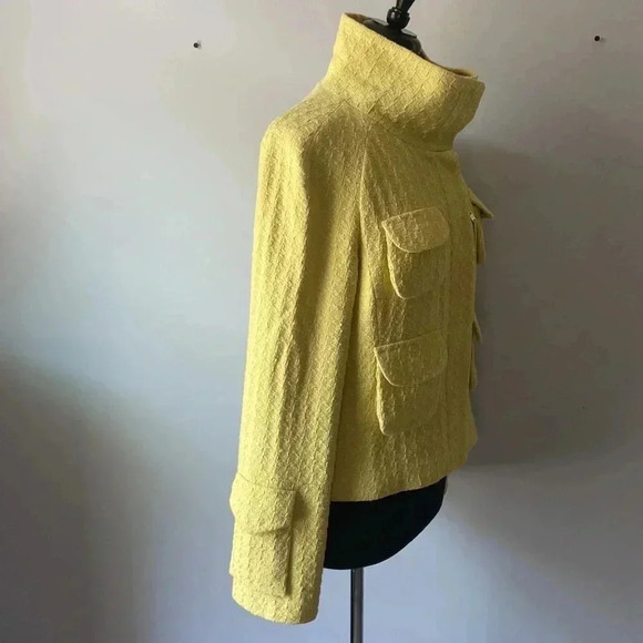 Tuleh | Chartreuse Cotton & Silk Blend Blazer - Picture 2 of 10